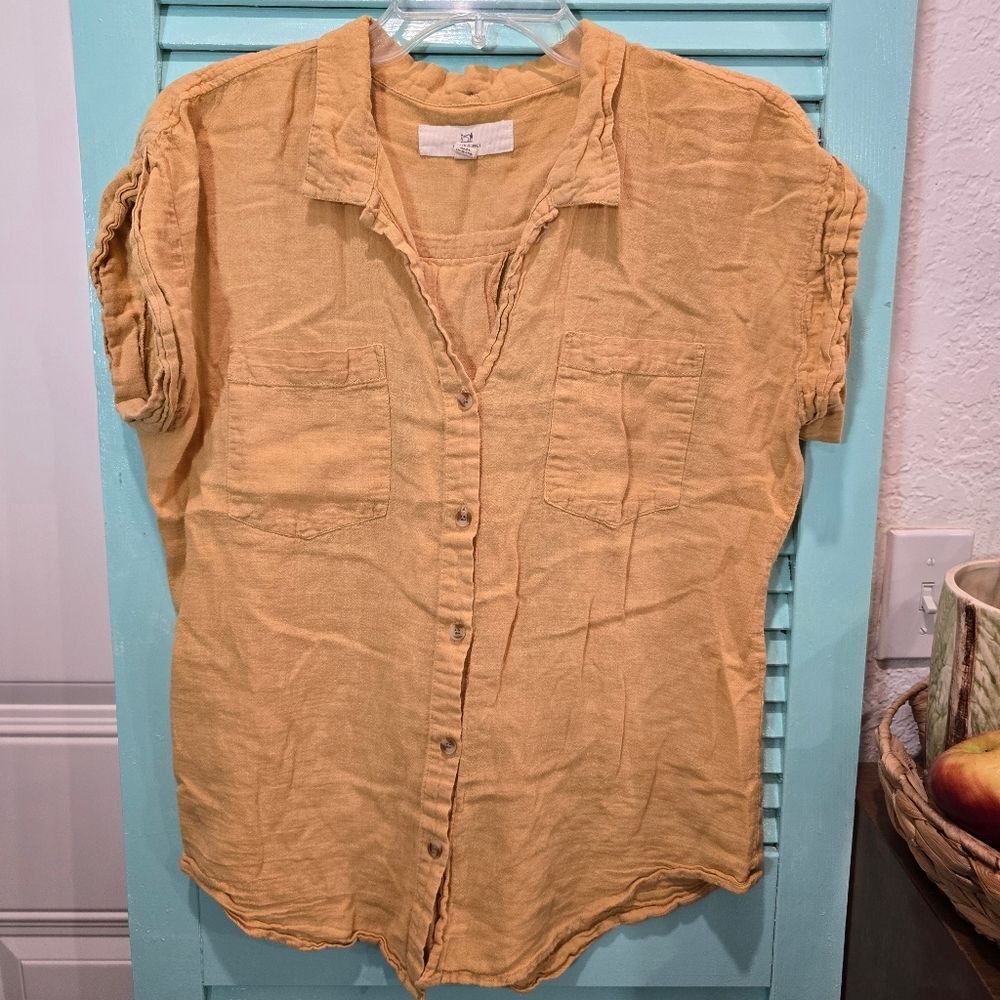 Thread & Supply Gold Blouse Lightweight Top, Size Medium
